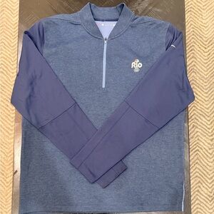 Rio, 2016 Olympic Nike Golf Navy Zip-Up Sweater. Tiger Woods collection!